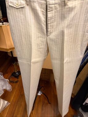 Billy Reid Cream Pinstripe Dress Pants